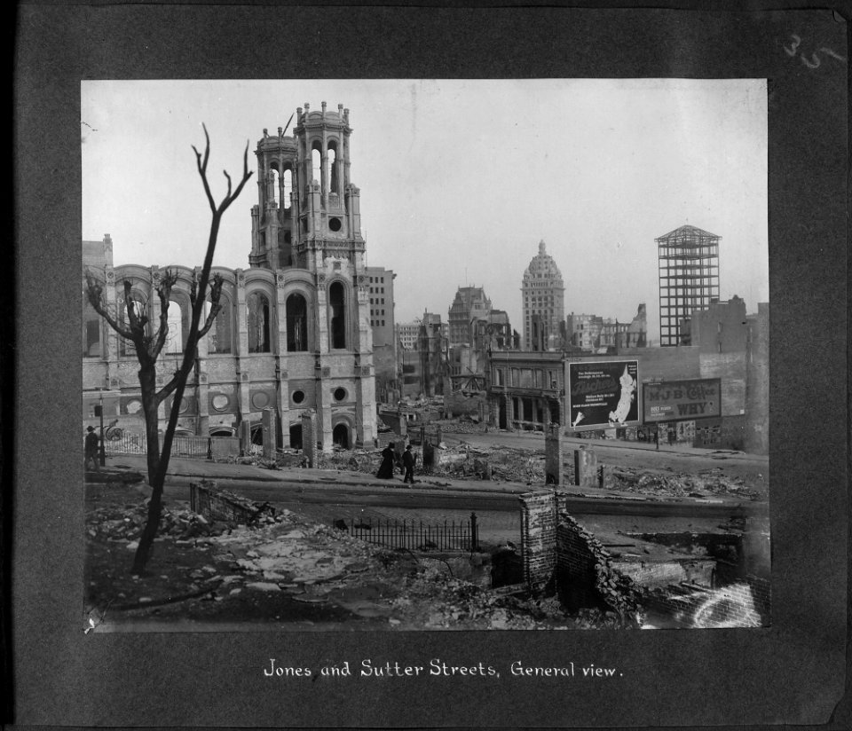 San Francisco Earthquake of 1906, Jones and Sutter Streets. General view - NARA - 524399