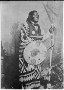 San Juan, a Mescalero Apache chief, standing, full-length, holding a spear and shield - NARA - 530798
