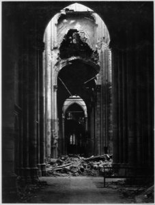 Ruins of Cathedral of St. Quentin. France, October 18, 1918, ca. 1900 - 1982 - NARA - 530775