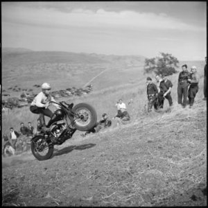 Santa Clara County, California. Motorcycle and Hill Climb Recreation. At the start of the course. The going gets even... - NARA - 532256 photo