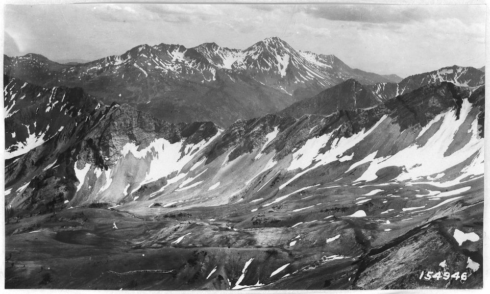 Sentinel Peak and Head of North Fork Imnaha River, Wallowa National Forest, 1915. - NARA - 299157