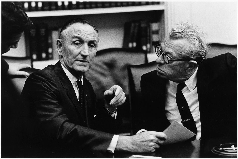 Senators Mike Mansfield and Everett Dirksen - NARA - 192489