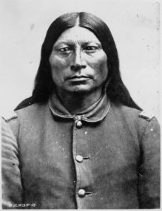 Sharp Nose (Ta-qua-wi), a Northern Arapaho chief, bust-length, full-face, wearing U.S. Army captain's bars, 1884 - NARA - 530817