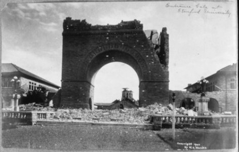 San Francisco Earthquake of 1906, Entrance gate at Stanford University - NARA - 513318 photo