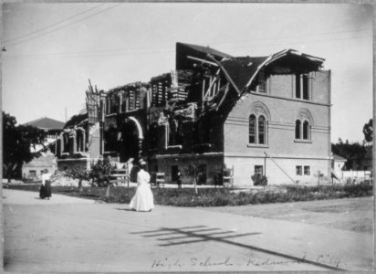 San Francisco Earthquake of 1906, High school. Redwood City, California - NARA - 513322 photo