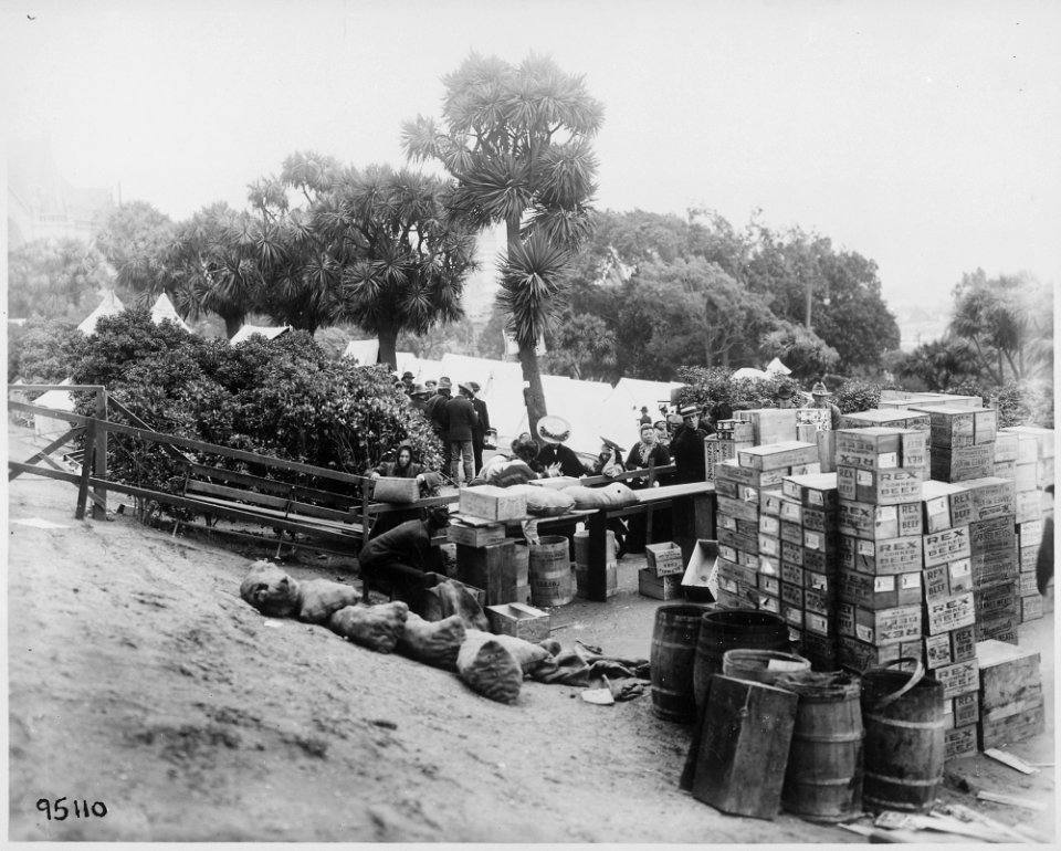San Francisco Earthquake of 1906, Probably Buena Vista Park, at Haight Street and Central Avenue. This is either a... - NARA - 531013