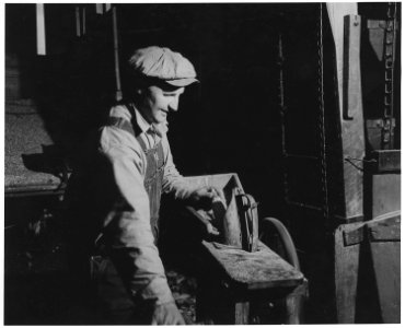 Shelby County, Iowa.... Detailed description, Shelling corn by hand. - NARA - 522449