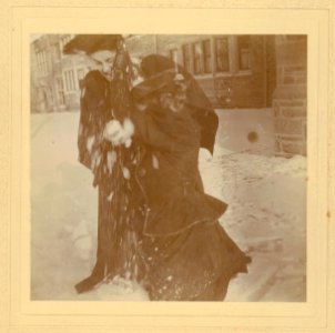 Snowball fight, Bryn Mawr College, c. 1898
