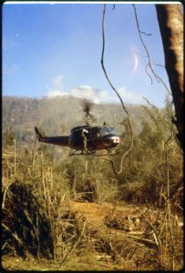 South Vietnam. A UH-1D Medevac helicopter takes off to pick up an injured member of the 101st Airborn Division, near... - NARA - 530627