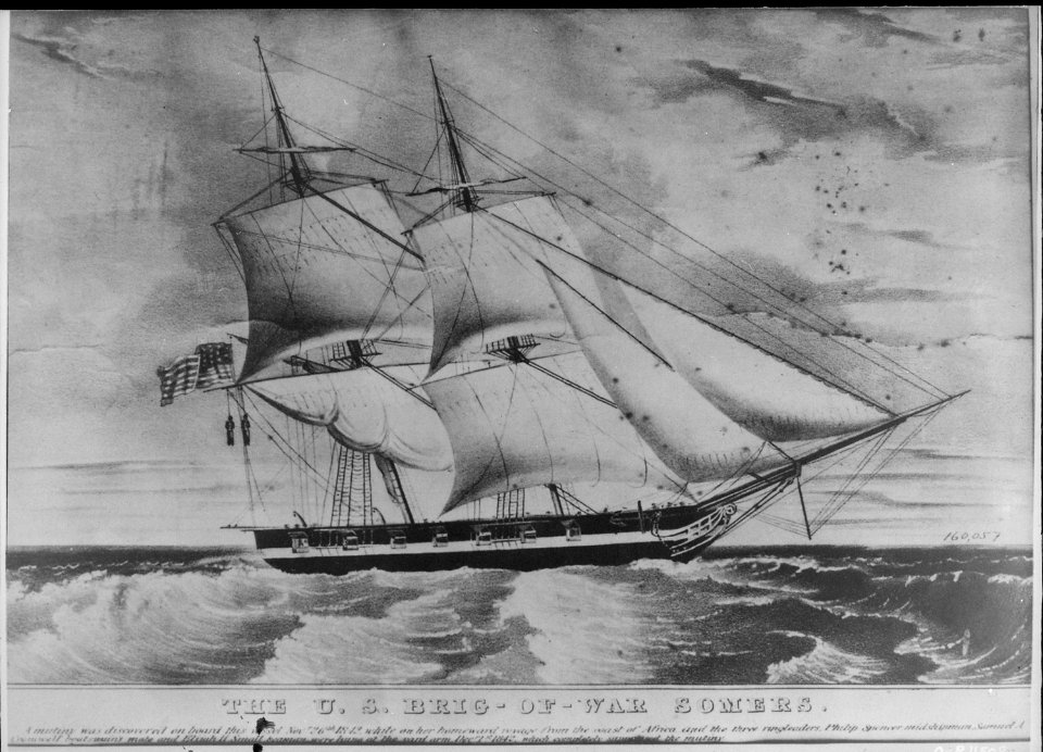 Somers, starboard side, under sail, 1842 - NARA - 512981