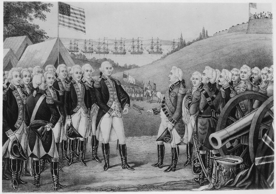 Surrender of Cornwallis at Yorktown, Virginia, October 19, 1781, by which over 7,000 British and Hessians became prisone - NARA - 532883
