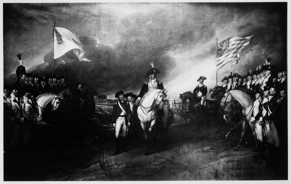Surrender of Cornwallis. October 1781. Copy of painting by John Trumbull, 1819-20., 1899 - 1932 - NARA - 512778