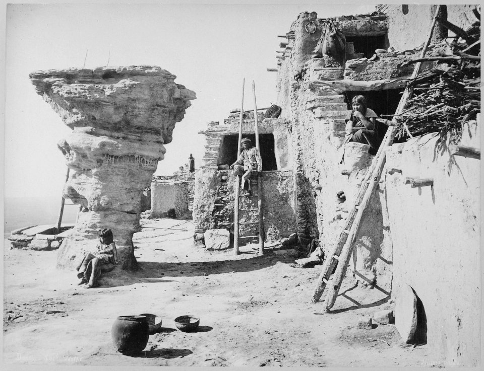 Supai Charlie standing in front of his ha-wa, Havasu Canyon, 1900 - NARA - 520079