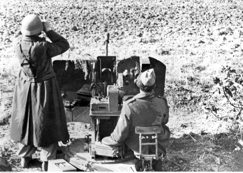 Stanowisko armaty przeciwlotniczej Flak 30 kal 20 mm na froncie w Afryce Północnej (2-2048)