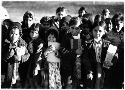 Taos County, New Mexico. Grade school children in schoolyard. - NARA - 521833
