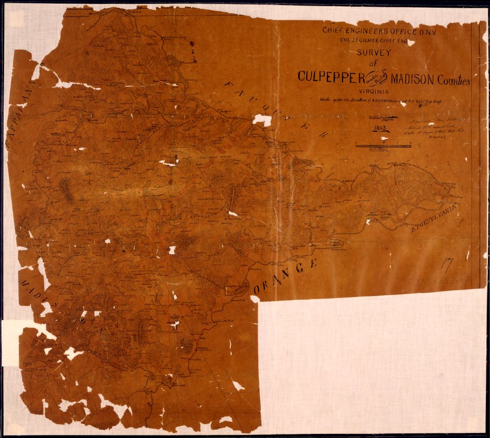 Survey of Culpepper (sic) and a Part of Madison Counties, Virginia, Made under the direction of A. H. Campbell... - NARA - 305703
