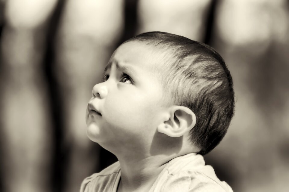 Blur black and white infant