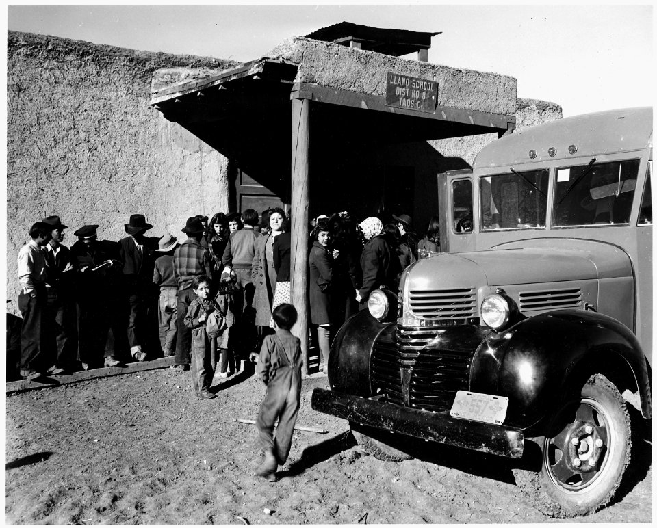 Taos County, New Mexico. Taos County project bookmobile visits Llano San Juan, circulates books, sh . . . - NARA - 521854
