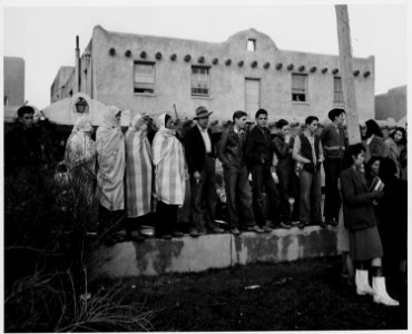 Taos County, New Mexico. War rally in Taos plaza, on news of declaration of war. Dec. 11. Meeting . . . - NARA - 521907