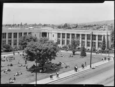 Technical High School, Oakland, California. High School Youth. Lunch hour - NARA - 532268 photo
