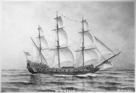 The Bonhomme Richard, 1779. Copy of artwork by F. Muller, 1883 - 1966 - NARA - 512971