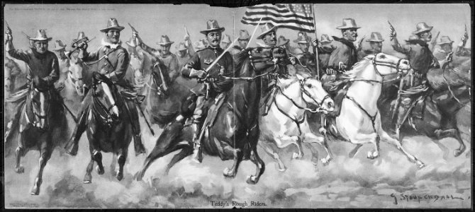 Teddy's Rough Riders. Chromolithograph by Stoopendaal. Published in Truth, July 27, 1898., 1898 - NARA - 533226