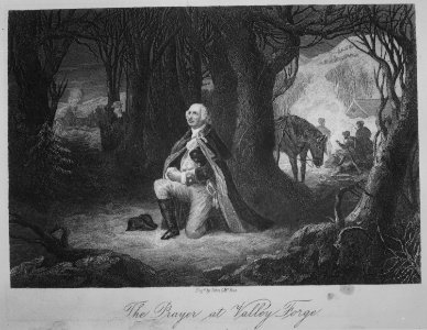 The Prayer at Valley Forge. General George Washington, winter 1777-78. Copy of engraving by John C. McRae after Henry Br - NARA - 532878 photo