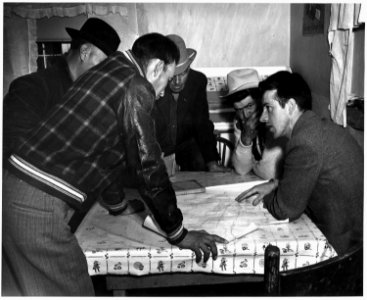 Taos County, New Mexico. SCS representative, Truman Peebles, meets with ditch commissioners at Talp . . . - NARA - 521998