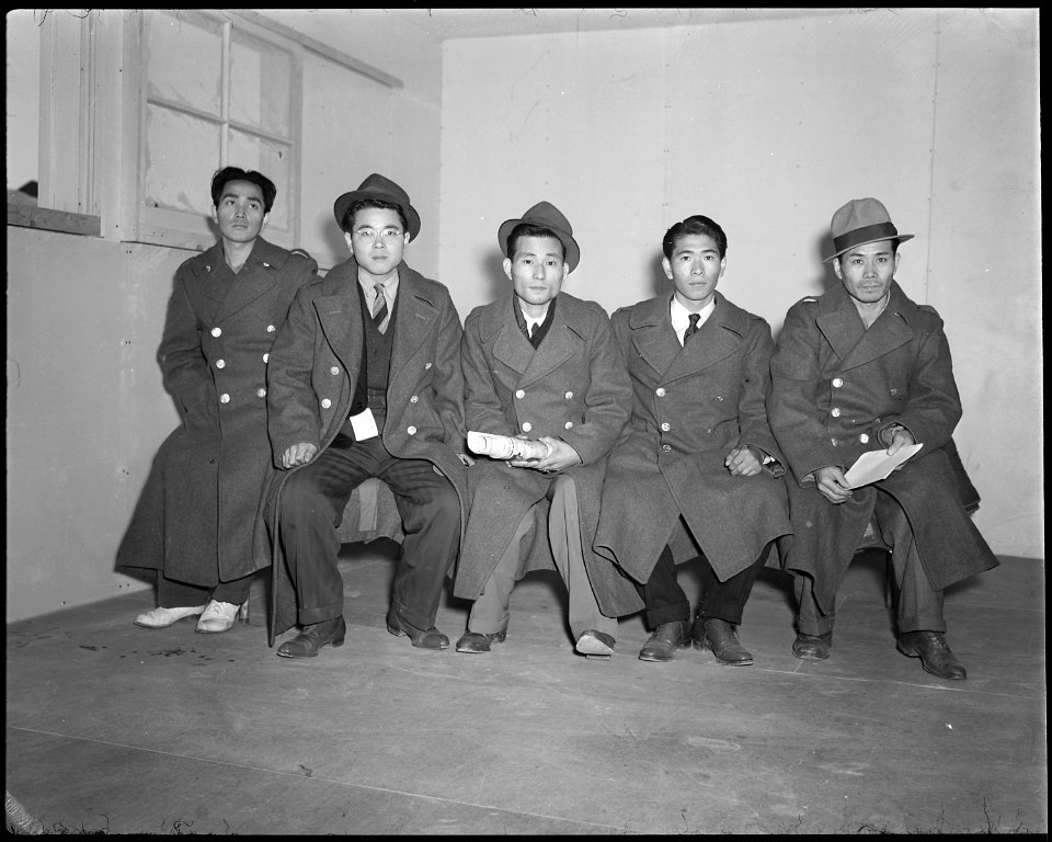 Topaz, Utah. A group of newly arrived evacuees from Hawaii are pictured in their new barracks home. . . . - NARA - 536988