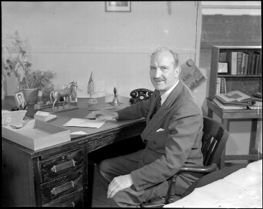 Topaz, Utah. Charles F. Ernst, Project Director, at his desk in the Administration building at the . . . - NARA - 538672