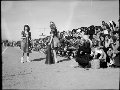 Topaz, Utah. The visitors from Fillmore, Utah brought a good cheering section with them when their . . . - NARA - 539515 photo