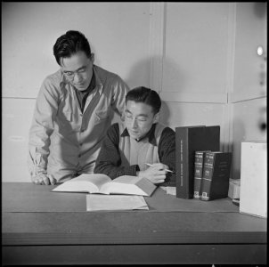 Topaz, Utah. Victor Abe and Shozo Tsuchida, former law students from San Francisco, California, are . . . - NARA - 537002