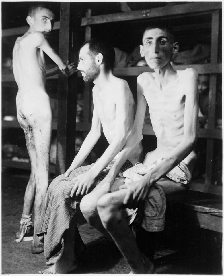These Russian, Polish, and Dutch slave laborers interned at the Buchenwald concentration camp averaged 160 pounds... - NARA - 531267