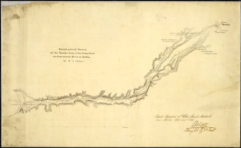 Topographical Sketch of the Routes from Little Piney Ford on Gasconade River to Rolla. By H. A. Ulffers. - NARA - 305660