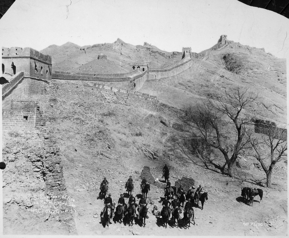 Troop L, 6th U.S. Cavalry, at the Great Wall of China, near the Ming Tombs. East of Nan-Kow Pass. - NARA - 531019