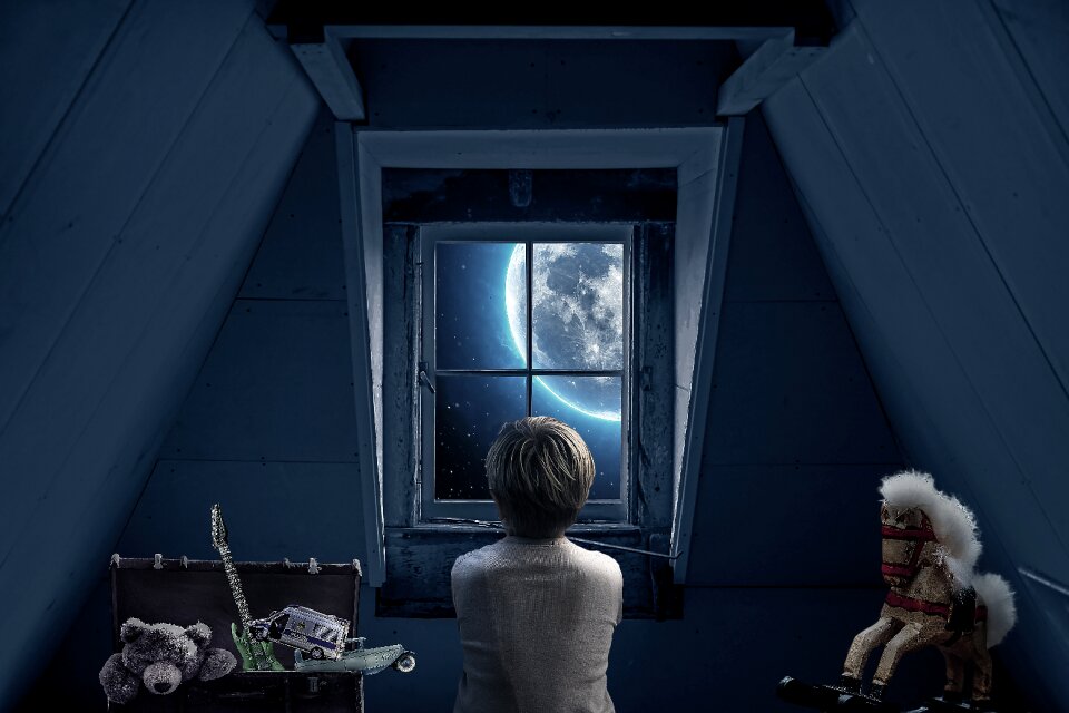 Stare out the window full moon moonlight