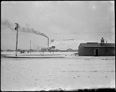 Tule Lake Relocation Center, Newell, California. A wintry view, showing fire department Number 1 on . . . - NARA - 536953