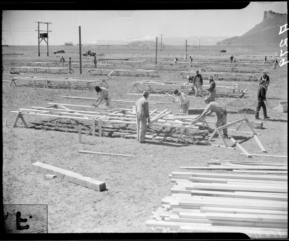 Tule Lake Relocation Center, Newell, California. Construction begins on War Relocation Authority ce . . . - NARA - 536220