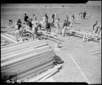 Tule Lake Relocation Center, Newell, California. Construction begins on a War Relocation Authority . . . - NARA - 536809