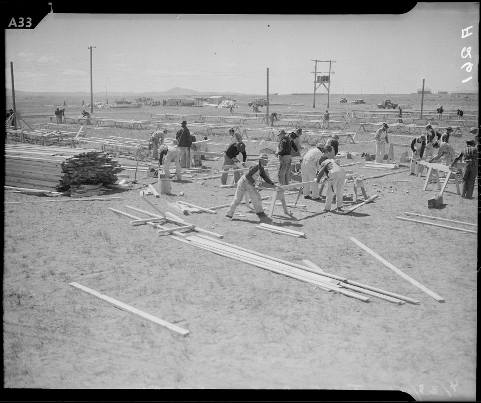 Tule Lake Relocation Center, Newell, California. Construction begins on War Relocation Authority ce . . . - NARA - 536202