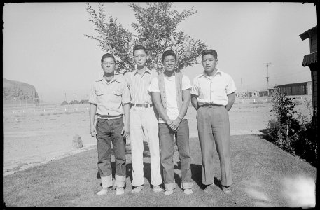 Tule Lake Relocation Center, Newell, California. Four outstanding Tri-State High School leaders. ( . . . - NARA - 539423