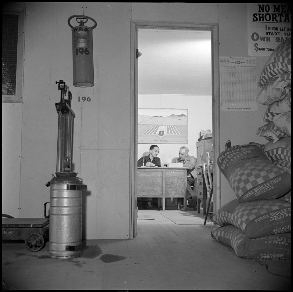 Tule Lake Relocation Center, Newell, California. Harry Makino, manager of the Tule Lake Poultry far . . . - NARA - 537122