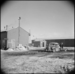 Tule Lake Relocation Center, Newell, California. Exterior views of the motor pool and gas station. . . . - NARA - 536725