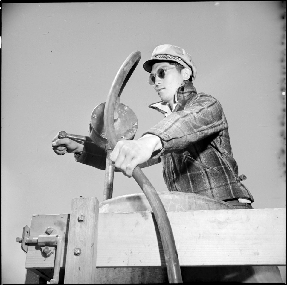 Tule Lake Relocation Center, Newell, California. George Nakanishi, 25, evacuee farmer from Isleton, . . . - NARA - 538241