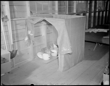 Tule Lake Relocation Center, Newell, California. Homemade toilets for nursery school children. - NARA - 536502