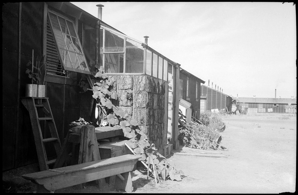 Tule Lake Relocation Center, Newell, California. Original stoop built at entrance to evacuee apartment. - NARA - 539437