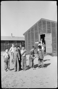 Tule Lake Relocation Center, Newell, California. Recess in grade school. - NARA - 539420