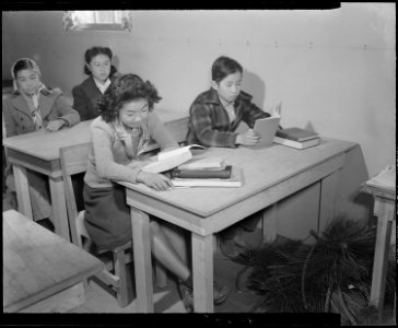 Tule Lake Relocation Center, Newell, California. The Seventh Grade in Barracks 6602-B. - NARA - 536526
