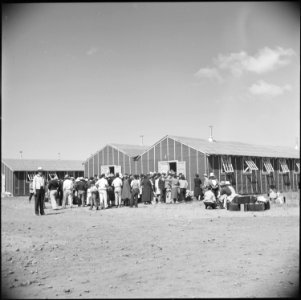 Tule Lake Relocation Center, Newell, California. This group of evacuees have just arrived at this W . . . - NARA - 538257