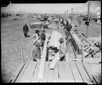 Tule Lake Relocation Center, Tule Lake California. Construction begins on a War Relocation Authorit . . . - NARA - 536223